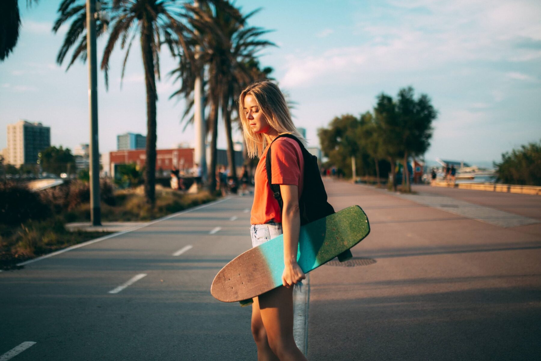 EC Los Angeles student with skateboard