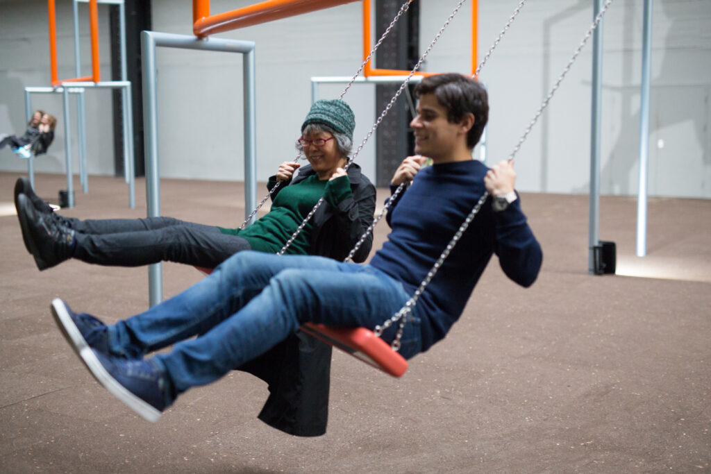 Adult English students on swing in London